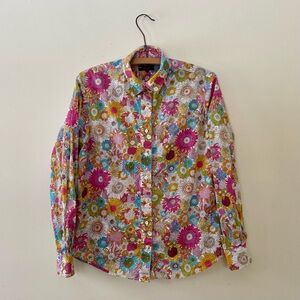 Lord & Taylor Liberty Art Fabrics Blouse Floral Print Cotton Shirt Button Down L